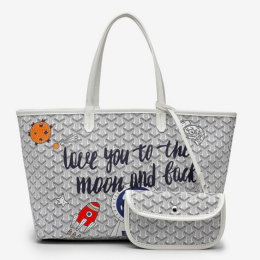 EMO White Graffiti Print Tote Bag, Weekender, Shoulder Bag ,Travel Bag